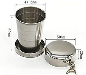 Gobelet pliable en acier inoxydable, gobelet à eau portable, gobelets télescopiques rétractables pour les voyages en plein air avec porte-clés - Product Image 3