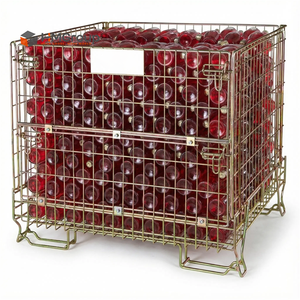 <span class=keywords><strong>Cage</strong></span> à vin en fil métallique pliable et empilable sur mesure, à porte semi-ouverte, pour le stockage et le transport - Product Image 1