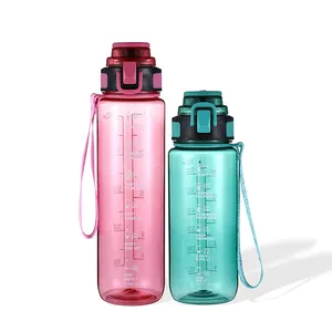 Plastic Water Bottle High-value Student Simple Water Bottle with Time Marker Outdoor Portable Accompanying Cup