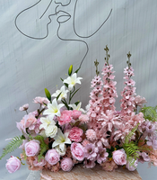 Décoration florale artificielle en rangée de lotus parfumés faits à la main pour les allées de mariage et de fête - Matériau plastique