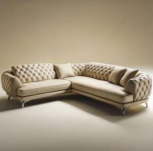 High-End OE Home <b>Designer</b> Modern Marine Cream <b>White</b> Synthetic <b>Leather</b> Sleeper <b>Sofa</b> Set Velvet Metal Legs Living Application - Product Image 6