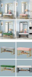 Estante de almacenamiento de zapatos <span class=keywords><strong>con</strong></span> marco de alambre, organizador de pasillo <span class=keywords><strong>con</strong></span> cojín de terciopelo suave <span class=keywords><strong>y</strong></span> <span class=keywords><strong>espejo</strong></span> de tocador, Color opcional - Product Image 6