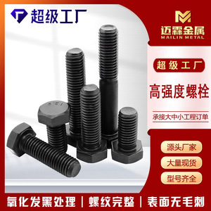 Vis hexagonales haute résistance Mai Lin M6 M8 M10 Grade 8.8, noircies, filetage complet, pour fixation et connexion dans la construction - Product Image 2