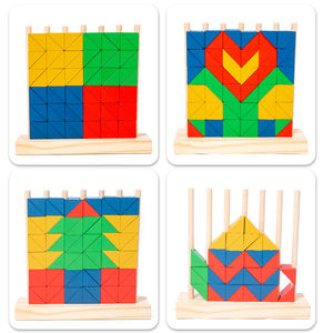 Vendita Diretta dei Produttori di Blocchi da Costruzione Triangolari Arcobaleno per Bambini, Set Puzzle Montessori per l'Educazione Precoce, Giocattoli a Colonna - Product Image 4