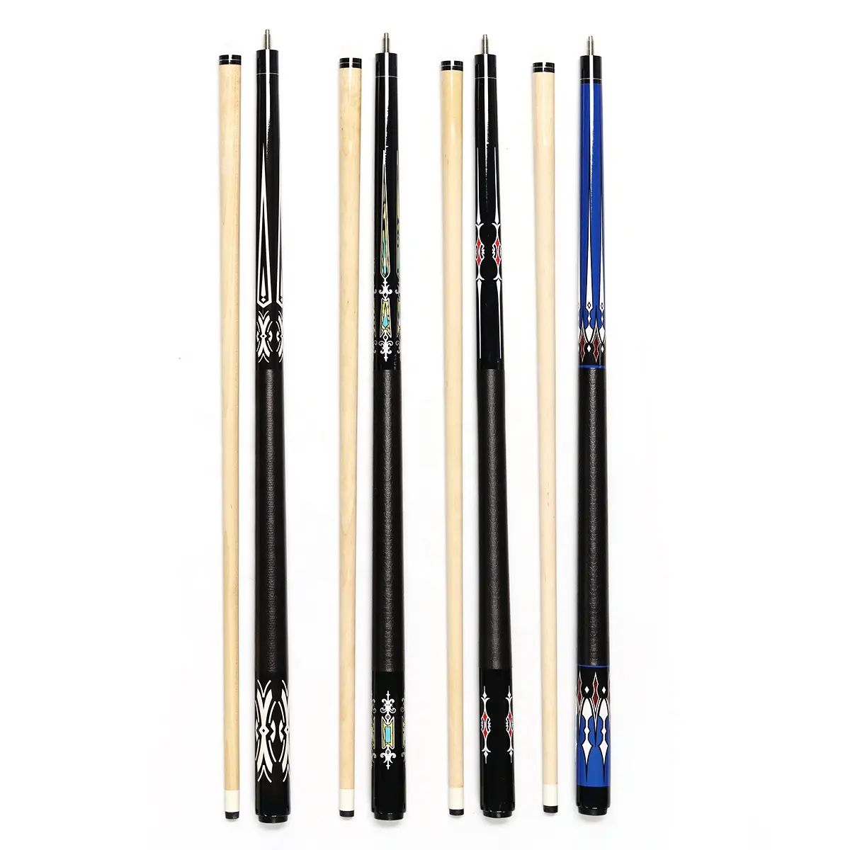 Preço por atacado bilhar pool cue maple madeira 1/2-pc vara 13mm tamanho PU couro Aderência cores diferentes para a seleção