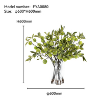Bouquet de branches de prunier artificielles OEM, arrangement de fleurs en soie avec vase en verre pour la décoration de table d'anniversaire