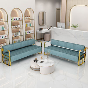 Sofá de Espera Comercial Moderno de Cuero PU Contemporáneo con Estructura Metálica, Área de Descanso de Lujo Ligero para Salón de Belleza - Product Image 4