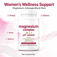 Complément Complexe 20-en-1 Certifié BPF pour Femmes : 240 Capsules de 350 mg de Vitamine D3, K2, Ashwagandha Méthylée, Biotine, Cétones de Framboise et Magnésium