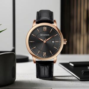 Montre automatique mécanique de luxe classique, dernier cri, avec bracelet en cuir, logo personnalisé, acier inoxydable, résistante à l'eau, 20 mm - Product Image 2