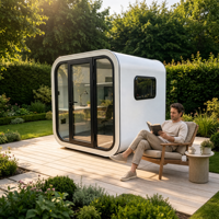 Maison capsule préfabriquée de 5 m², bureau de jardin avec porte en verre, studio de travail extérieur pour jardin, maison, resort et glamping