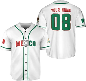 Haute qualité personnalisé mexique maillot mexique maillot de Baseball aigle Baseball chemises boutonnées <span class=keywords><strong>drapeau</strong></span> mexicain maillot de Baseball - Product Image 4