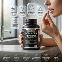 Collagène végétalien ISO, MOQ flexible, vente en gros directe, peptides de collagène de qualité supérieure, complexe capillaire en poudre, complément nutritionnel pour la beauté, la santé et le vieillissement