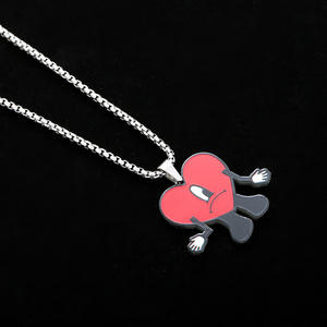 BINSHUO gioielli personalizzati in acciaio inossidabile all'ingrosso personalizzati collana con ciondolo a forma di cuore con stampa colorata Unisex - Product Image 3