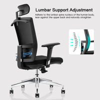 Chaise de bureau pivotante ergonomique moderne de haute qualité avec dossier haut en maille, hauteur réglable et garantie de 2 ans