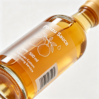 Étiquettes de bouteilles de sauce soja aux agrumes Haoxuan, fabricant, autocollants imprimés en PET transparent avec encre blanche, imperméables, pour emballages alimentaires
