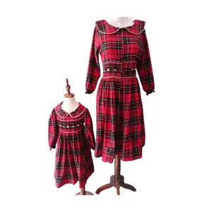 Mother & Baby Dress Set With Caro Pattern Family Matching Outfits Good Quality Competitive Price Spring Pretty Pattern