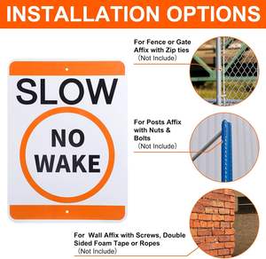 Señal de Zona de Navegación Lenta de 24" x 18" Grande para <span class=keywords><strong>Lago</strong></span>, de Aluminio Laminado UV de Grado Ingeniería, 80 Mil, para Exteriores - Product Image 3