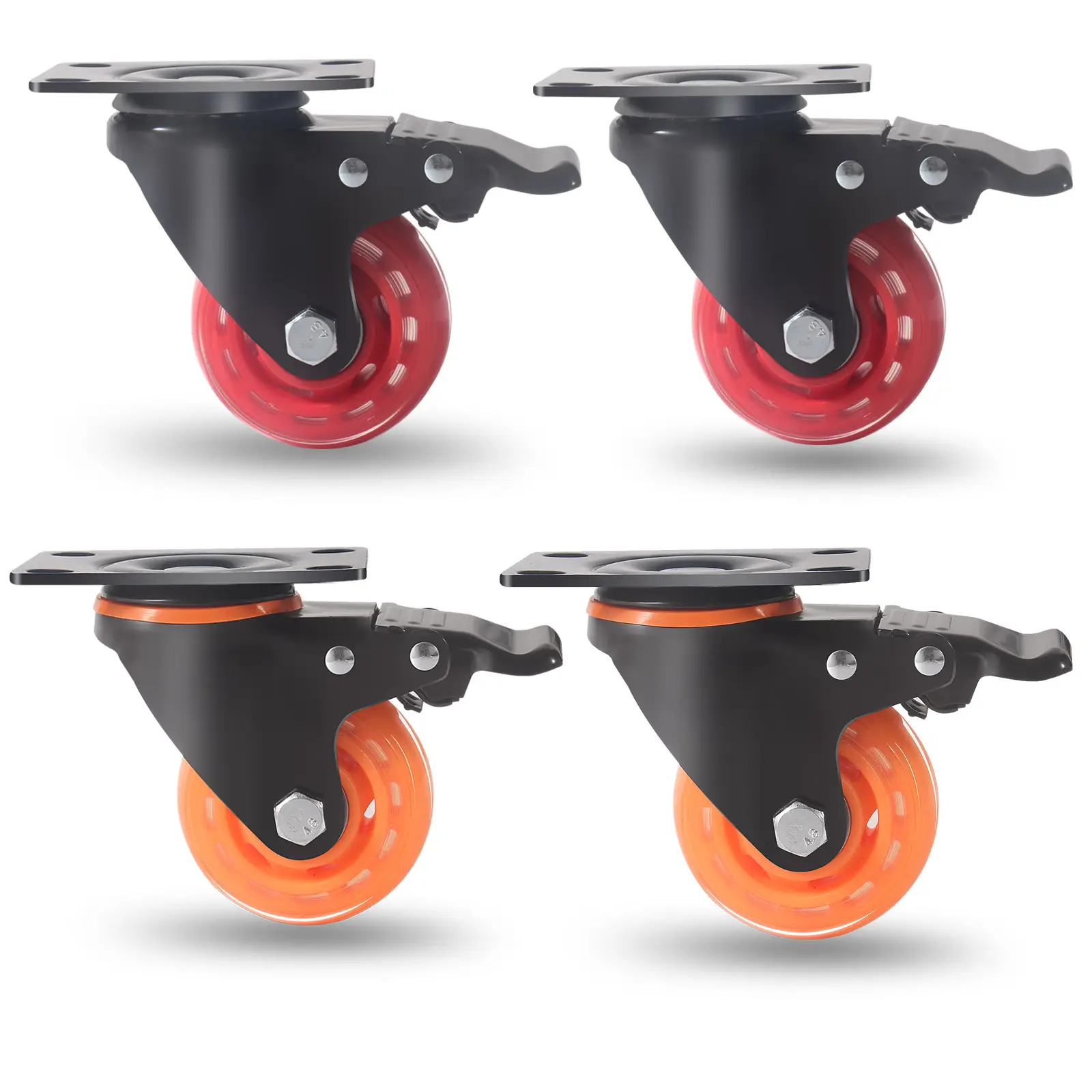 High Quality Slient Furniture Trolley Castors Pu Rubber Caster Wheels Furniture Silicone Polyurethane Furniture Caster 75mm