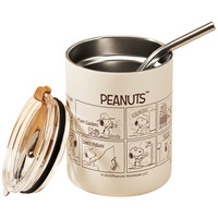Gobelet isotherme à café Snoopys en acier inoxydable 304 avec paille en acier inoxydable, tasse de voyage portable à isolation sous vide