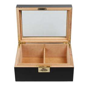 Cave à cigares en bois de style américain avec logo personnalisé, couvercle en verre transparent, finition laquée, contrôle constant de la température et de l'humidité - Product Image 6