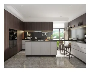 家具供应商现代新模型漆质量好橱柜厨房带led灯