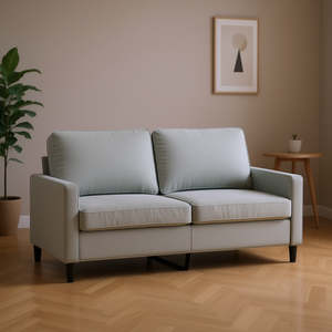 Light Grey Velvet 2 Seater <b>Sofa</b> Metal <b>Legs</b> Modern Design Living Room Furniture - Product Image 2