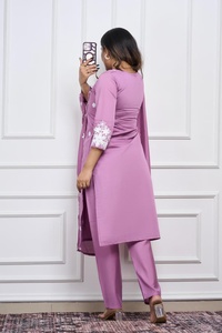 Conjunto Dupatta de pantalón Kurti de seda romana de calidad superior, traje tradicional indio para mujer, ropa de fiesta de diseñador, ropa de boda a la moda - Product Image 3