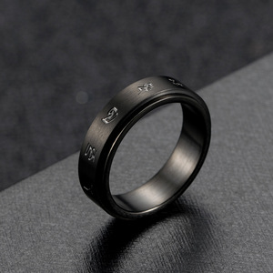 Cross-border best-selling <b>titanium</b> steel rotatable stress-relieving <b>black</b> <b>ring</b>, retro stainless steel <b>ring</b> to relieve anxiety. - Product Image 4