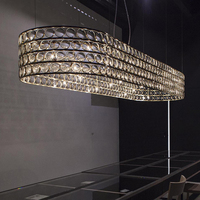 Lustre rectangulaire en cristal doré de luxe pour salle à manger, style français, pour pièce privée