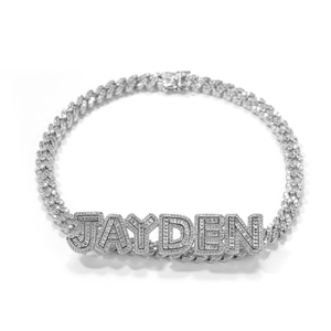 Collana Choker Hip Hop <span class=keywords><strong>Personalizzata</strong></span> con <span class=keywords><strong>Nome</strong></span>, Catena Cubana 9mm in Ottone con Zirconia, Placcata in Oro 18K - Product Image 5