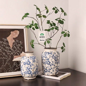 Vase en porcelaine de céramique bleu et blanc vintage chinois Crack de glace Design <span class=keywords><strong>Art</strong></span> déco pour la décoration de table à la maison - Product Image 1