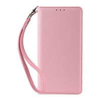 Étui portefeuille en cuir PU grain litchi avec porte-cartes, dragonne et béquille pour iPhone 11 Pro Max/11 Pro/11/17/8/7/SE 3