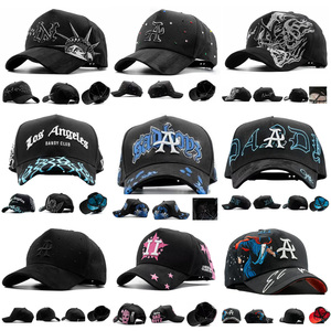 Mũ bóng chày 5 tấm vải lộn thêu 3D tùy chỉnh với <span class=keywords><strong>logo</strong></span> đính đá |   Nhà sản xuất mũ nam vành cong - Product Image 6