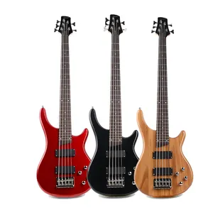 Wholesale Custom 21 Frets Wood Electric Bass Guitar 5 String