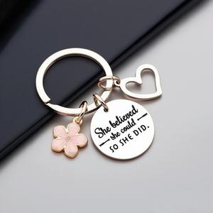 Porte-clés personnalisé en acier inoxydable argenté de haute qualité avec inscription, cadeau créatif pour les fêtes, pour amis et sœurs - Product Image 4