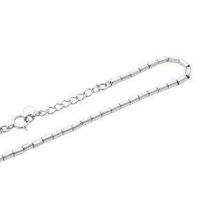 Bracelet de poignet blanc à maillons cylindriques courts et lisses, plaqué platine classique, unisexe, cadeau, accessoire de poignet pour usage quotidien - Product Image 4