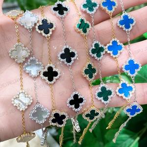 Aretes de Trébol de 4 Hojas de Plata Esterlina 925 Bañados en <span class=keywords><strong>Oro</strong></span> de 14K, <span class=keywords><strong>Pendientes</strong></span> de Plata S925 con Trébol de Cuatro Hojas para Regalo de Mujer - Product Image 4