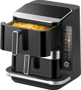 <span class=keywords><strong>Friteuse</strong></span> à <span class=keywords><strong>air</strong></span> 3 en 1 à <span class=keywords><strong>double</strong></span> empilage de grande capacité 10L 2800W avec plaque à pizza et écran pliable, vente chaude - Product Image 3