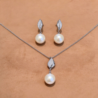 Ensemble de bijoux en perles d'eau douce Edison vintage en gros, boucles d'oreilles, collier et bague en argent sterling S925, ensemble de 3 pièces pour femmes