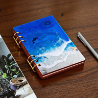 Juego de Papelería Ecológico de Madera y Resina, Personalizado, Hecho a Mano, con Cuaderno, Marcador, Llavero, Kit de Regalo para Oficina y Decoración del Hogar