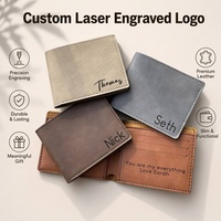 Dompet Pria untuk Grafir, Tempat Kartu Kredit, Dompet Kulit PU Custom untuk Pria, Tipis, Kosong, Dapat Dipotong dengan Laser