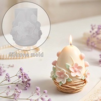 Moule en silicone DIY pour bougie parfumée en forme d'œuf floral, moules en résine, moule en résine époxy pour œuf fleuri, décoration de Pâques pour la maison