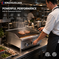 Barbecue à gaz commercial haut de gamme certifié ETL avec gril, plaque de cuisson et charbroiler, compatible gaz naturel/GPL, 2x30 000 BTU, prêt à l'emploi pour restaurants