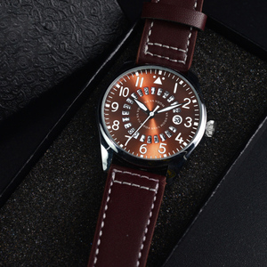 Montre à quartz pour homme, cadran circulaire avec date, bracelet en cuir, montre-bracelet tendance pour affaires, étanche, minimaliste - Product Image 6