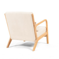 Fauteuil Chaise Longue en Bois Massif avec Coussin Épais et Doux et Coussin Lombaire Chaise d'Accent Moderne pour Chambre à Coucher Salon