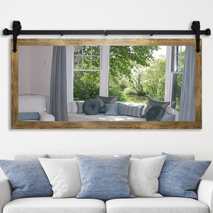 Grand miroir décoratif mural <span class=keywords><strong>rond</strong></span> en métal brossé bronze style Art Déco - Product Image 4