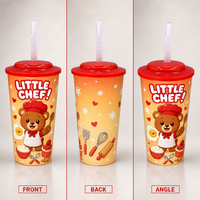 Gobelet réutilisable pour enfants avec logo personnalisé, en PP, 470 ml, écologique, sans BPA, avec couvercle et paille, pour le camping en plein air