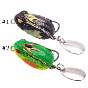 Leurre souple grenouille creuse de surface à texture réaliste avec spinner métallique rotatif pour poissons prédateurs - Product Image 2