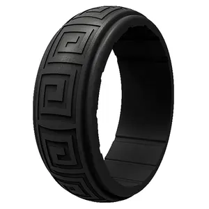 Diseño personalizado Ecológico #7-#14 Caucho de silicona Deportes Anillo de dedo Set Flexible Silicona Anillos de boda para los hombres