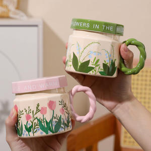 แก้วเซรามิกหรูหราพร้อมฝาปิด 301-400 มล. ของขวัญนำกลับมาใช้ใหม่ได้ สำหรับกาแฟสำนักงานหรืออาหารเช้า - Product Image 4